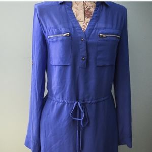 Royal Blue Shirt Dress Modern Mini